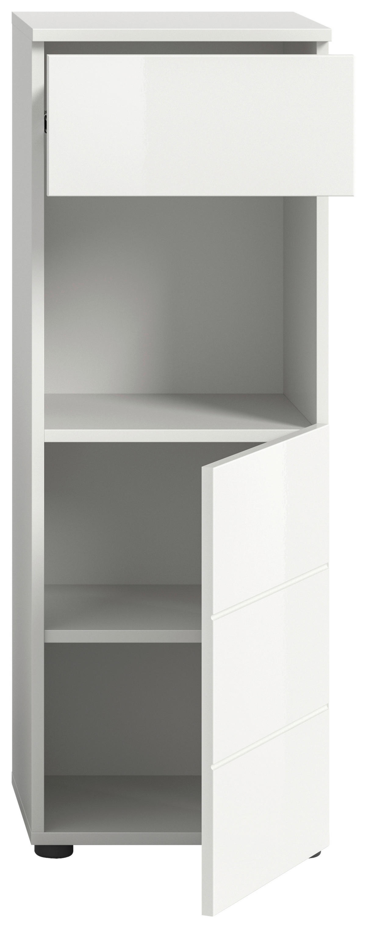 Badhochschrank VIRA weiß weiß Hochglanz B/H/T: ca. 38x106x34 cm VIRA - weiß (38,00/106,00/34,00cm) - xonox.home