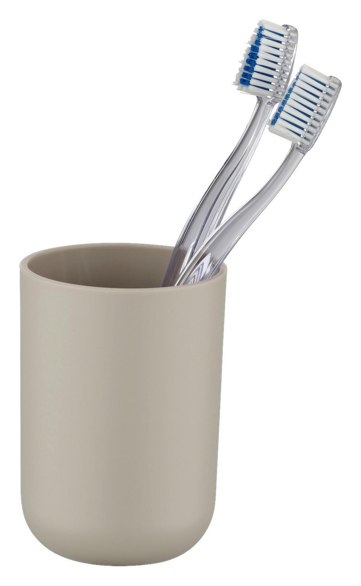 Zahnputzbecher taupe silber Kunststoff B/H/L/D: ca. 7,3x10x7,3x7 cm Zahnputzbecher_Brasil taupe - taupe/silber (7,30/7,30/10,00cm) - WENKO