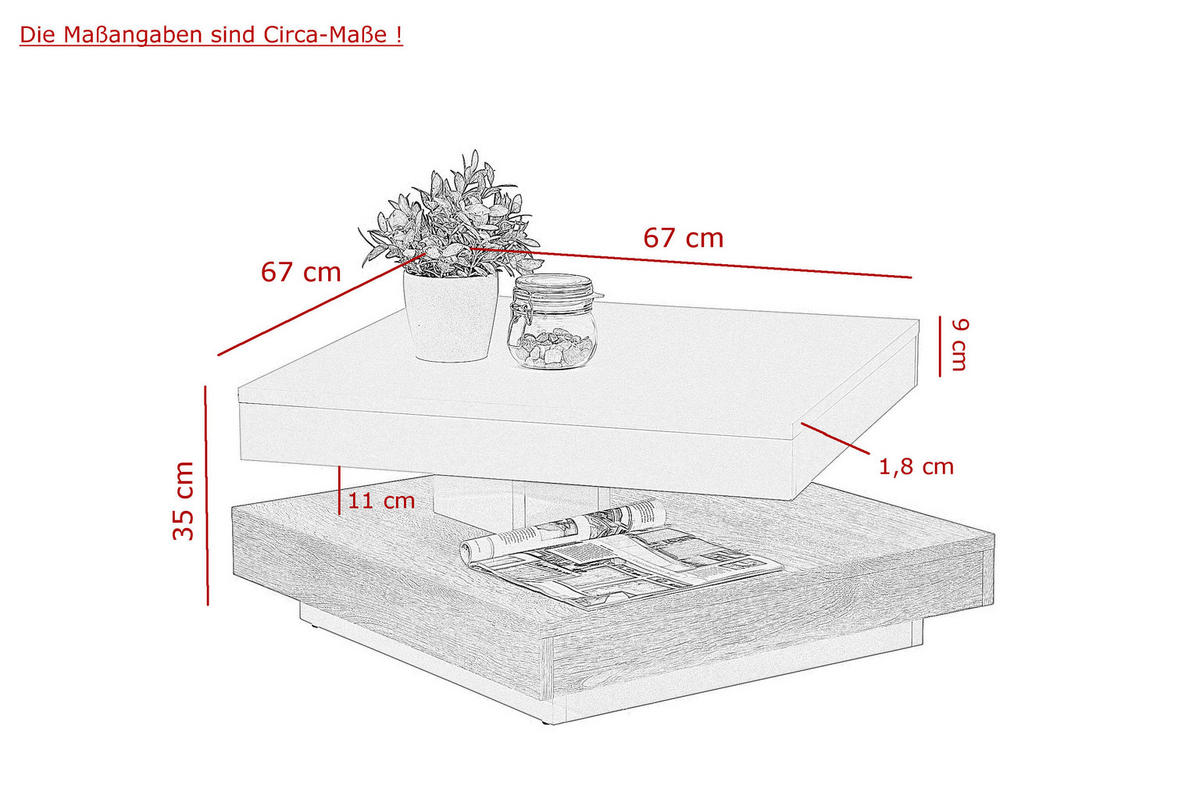 Couchtisch Andy weiß Beton B/H/T: ca. 67x35x67 cm Andy - Beton/weiß (67,00/35,00/67,00cm) - Hela
