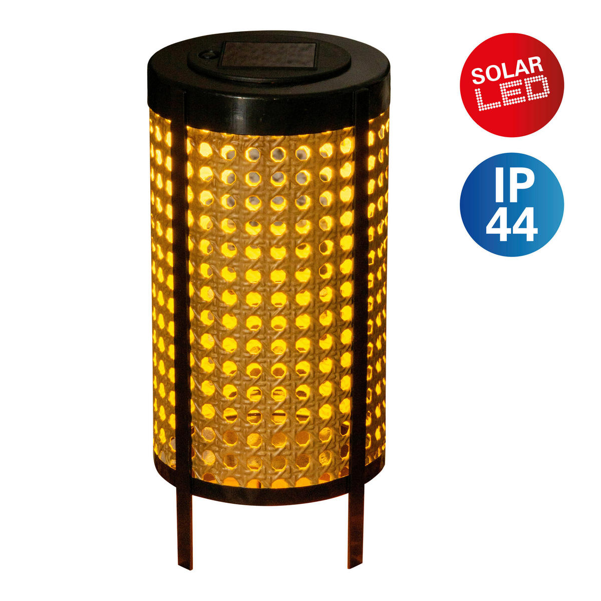 LED-Solarleuchte 5293901 beige schwarz H/D: ca. 26x12,3 cm LED Solarleuchte PATTI - beige/schwarz (12,30/26,00cm) - Näve Leuchten