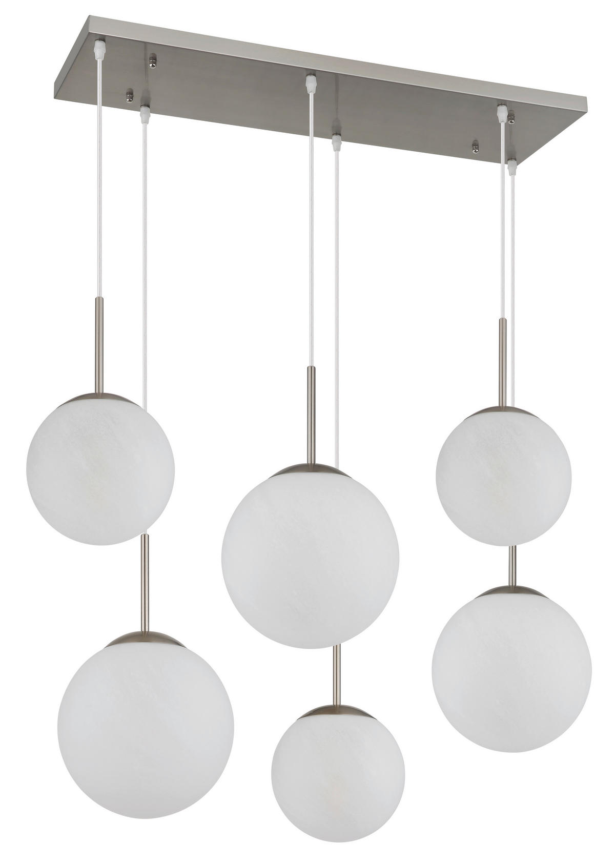GLOBO Pendelleuchte KOP 30520601 klar Opal nickel Metall Glas B/H/L: ca. 93,5x120x43 cm E27 6 Brennstellen KOP - klar/nickel (43,00/93,50/120,00cm) - GLOBO