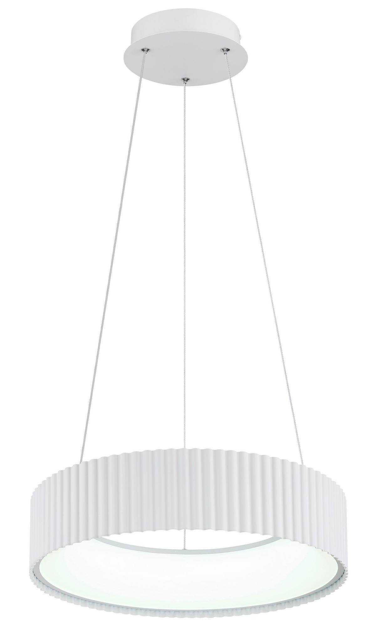 GLOBO LED-Hängeleuchte weiß Opal PVC Metall Acryl H/D: ca. 120x46 cm 1.0 Brennstellen KEMP - weiß/Opal (46,00/120,00cm) - GLOBO