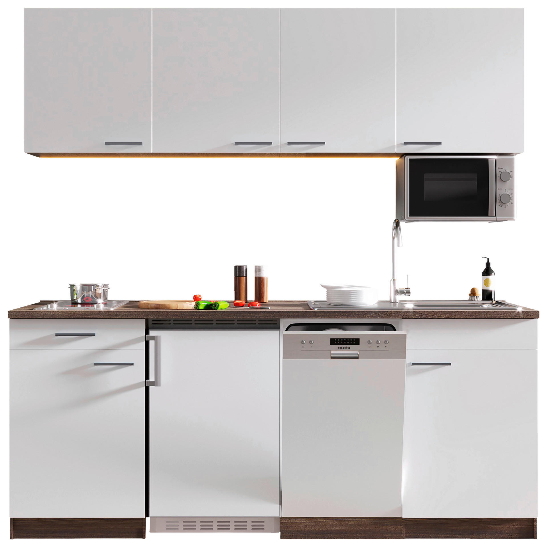 Respekta Küchenblock Economy weiß matt B/H/T: ca. 195x200x60 cm Economy - Eiche/weiß (195,00/200,00/60,00cm) - Respekta