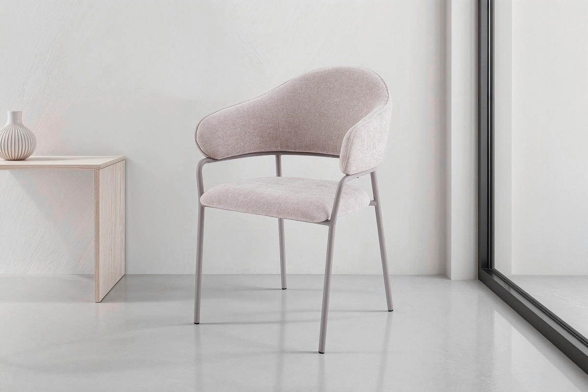 Stuhl CURVE grau taupe Metall Stoff B/H/T: ca. 60x86x58 cm CURVE - taupe/grau (60,00/86,00/58,00cm) - byLIVING