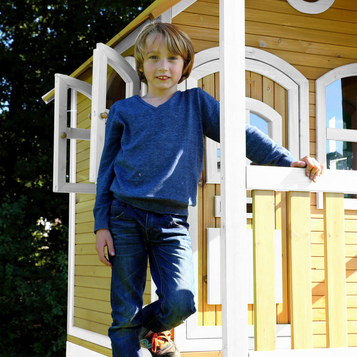 AXI Spielhaus Sarah braun B/H/L: ca. 370x291x191 cm Sarah - braun/weiß (191,00/370,00/291,00cm) - AXI