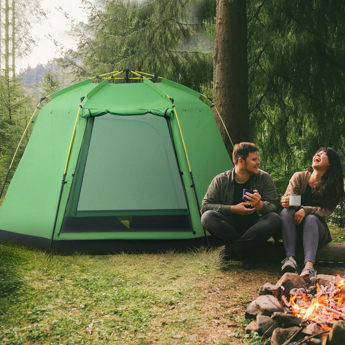 Outsunny Campingzelt B/H/L: ca. 320x180x320 cm Campingzelt - grün (320,00/320,00/180,00cm) - Outsunny