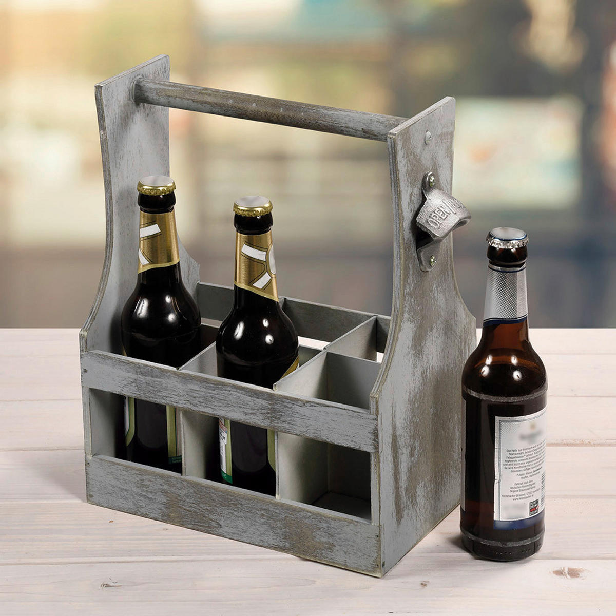 Kesper Flaschenhalter weiß Holz B/H/L: ca. 20x35x31 cm Flaschenträger - weiß (31,00/20,00/35,00cm) - Kesper