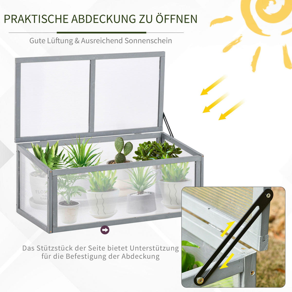Outsunny Frühbeet B/H/L: ca. 46x40x90 cm Frühbeet - grau (90,00/46,00/40,00cm) - Outsunny