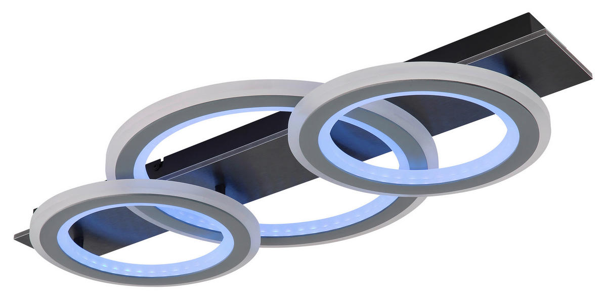 GLOBO LED-Deckenleuchte Opal mattschwarz grau Acryl Metall Kunststoff B/H/L: ca. 37x8x73 cm 1 Brennstellen JAYDEN - Opal/mattschwarz (73,00/37,00/8,00cm) - GLOBO