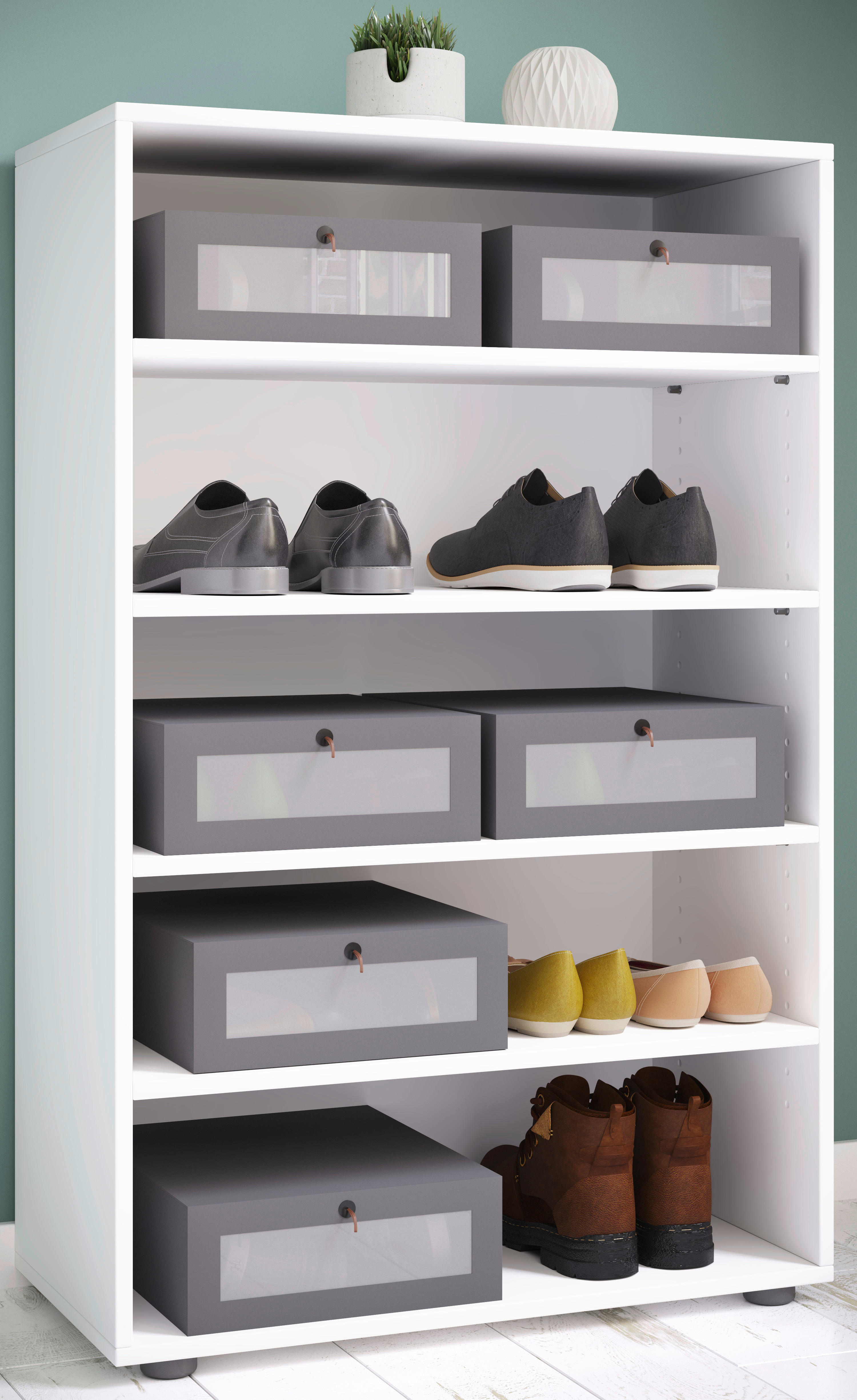 Schuhregal Lona weiß B/H/T: ca. 70x110x37 cm Lona - weiß (70,00/110,00/37,00cm) - VCM Möbel