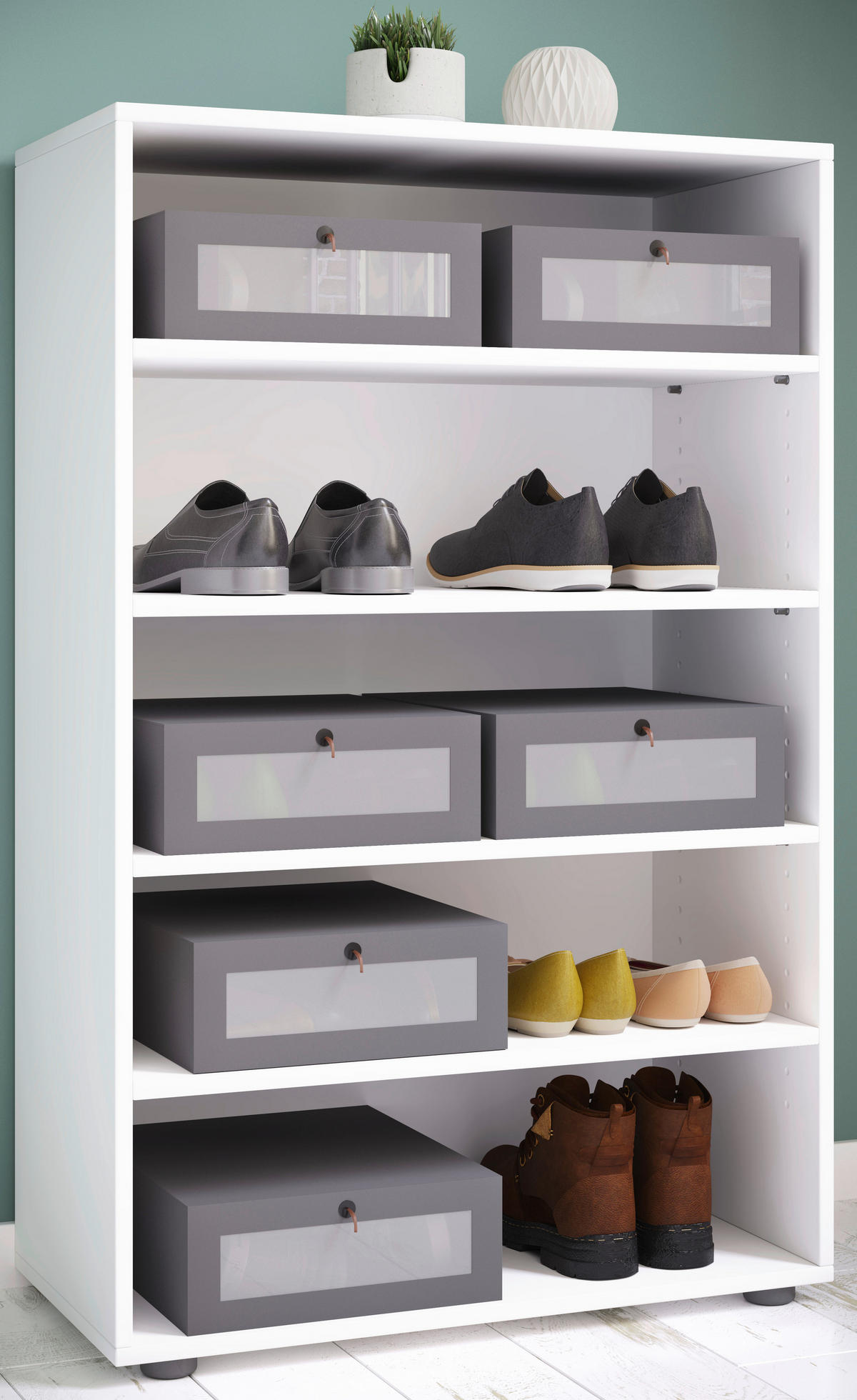 Schuhregal Lona weiß B/H/T: ca. 70x110x37 cm Lona - weiß (70,00/110,00/37,00cm) - VCM Möbel
