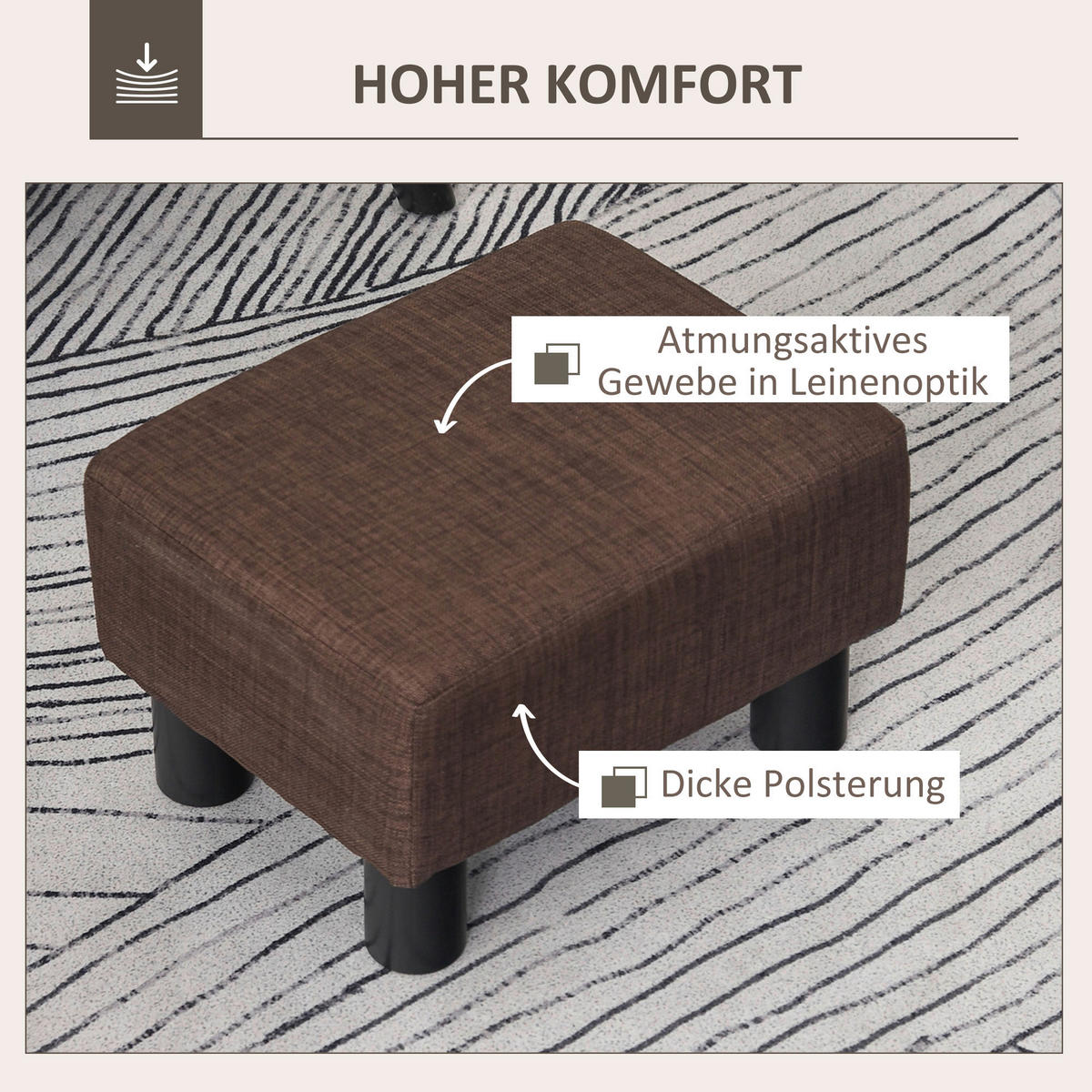HOMCOM Hocker braun B/H/L: ca. 30x40x24 cm Fußhocker - braun (24,00/30,00/40,00cm) - HOMCOM