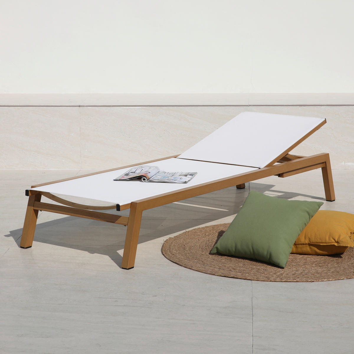 AXI Outdoor Living Gartenliege Logan braun Textil B/H/L: ca. 70x30x193 cm Logan - braun/creme (193,00/70,00/30,00cm) - AXI Outdoor Living