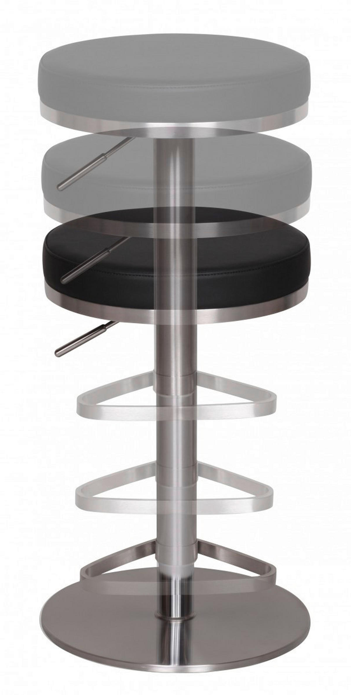 Barhocker schwarz Edelstahl Kunstleder Edelstahl Edelstahl Barhocker - schwarz/Edelstahl - Wohnling