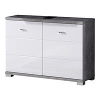 Waschbeckenunterschrank Pool Beton Optik weiß Hochglanz B/H/T: ca. 80x57x30 cm Pool - Beton/weiß (80,00/57,00/30,00cm)