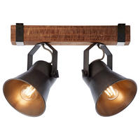 Brilliant Spotbalken 82129/46 schwarz braun Metall Holz B/H/T: ca. 40x24x17 cm E27 2 Brennstellen Plow - braun/schwarz (40,00/24,00/17,00cm) - Brilliant