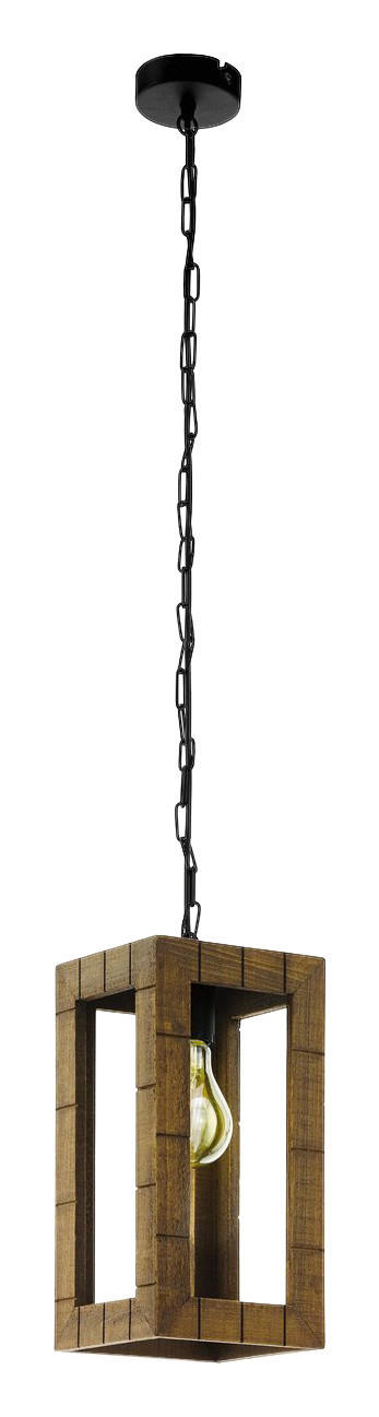 Eglo Pendelleuchte braun schwarz Metall Holz B/H/L: ca. 17x110x17 cm E27 1 Brennstellen Takhira - braun/schwarz (17,00/17,00/110,00cm) - Eglo