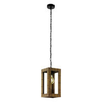 Eglo Pendelleuchte braun schwarz Metall Holz B/H/L: ca. 17x110x17 cm E27 1 Brennstellen Takhira - braun/schwarz (17,00/17,00/110,00cm) - Eglo