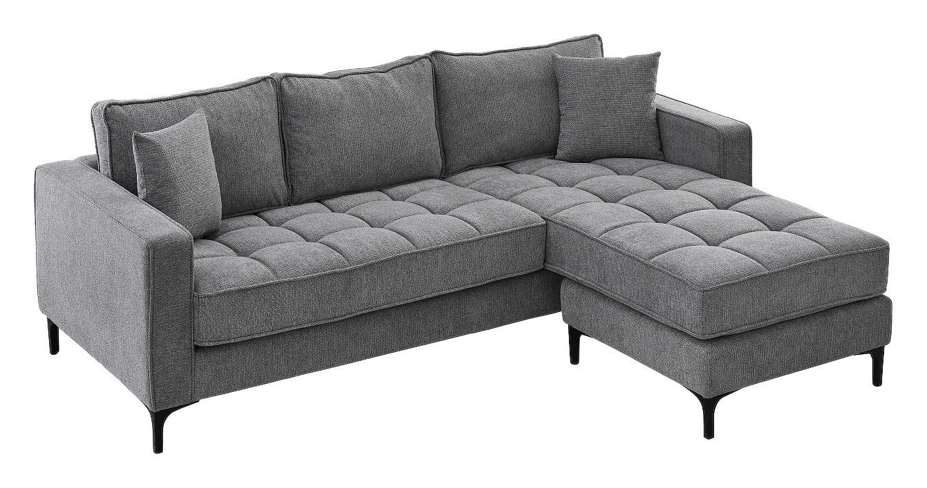 Ecksofa hellgrau Microfaser B/H/T: ca. 238x67x185 cm Pirlo_2S-OT_Ecksofa - hellgrau/schwarz (238,00/67,00/185,00cm)