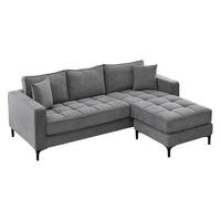 Ecksofa hellgrau Microfaser B/H/T: ca. 238x67x185 cm Pirlo_2S-OT_Ecksofa - hellgrau/schwarz (238,00/67,00/185,00cm)