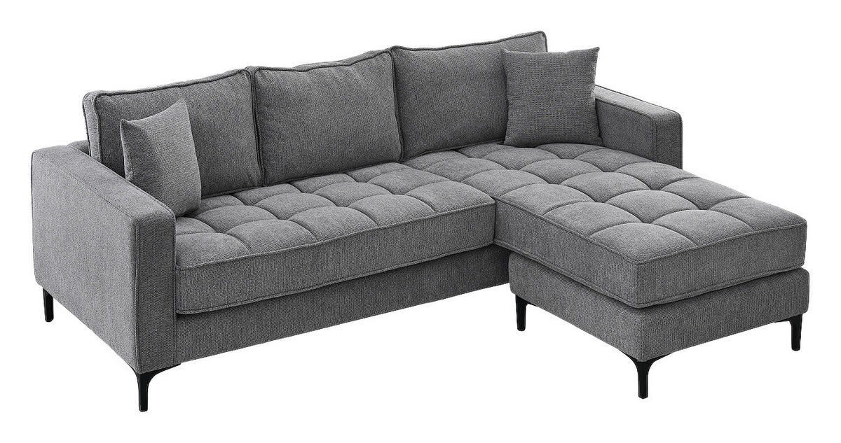 Ecksofa hellgrau Microfaser B/H/T: ca. 238x67x185 cm Pirlo_2S-OT_Ecksofa - hellgrau/schwarz (238,00/67,00/185,00cm)