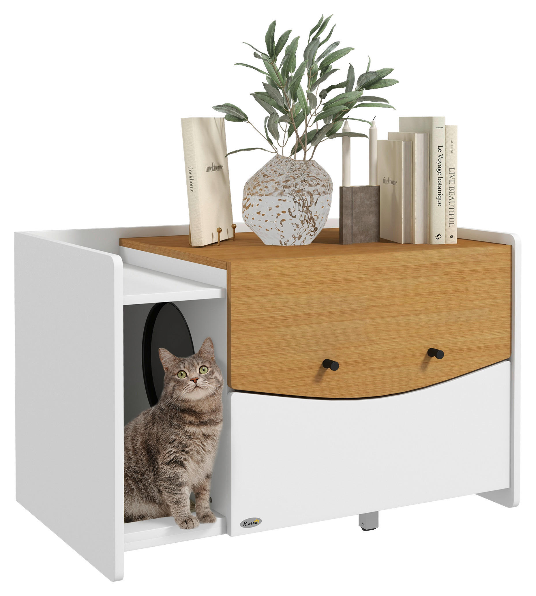 PawHut Schrank-Katzentoilette Eiche Spanplatte B/H/L: ca. 50x51x78 cm Schrank-Katzentoilette - Eiche (78,00/50,00/51,00cm) - PawHut