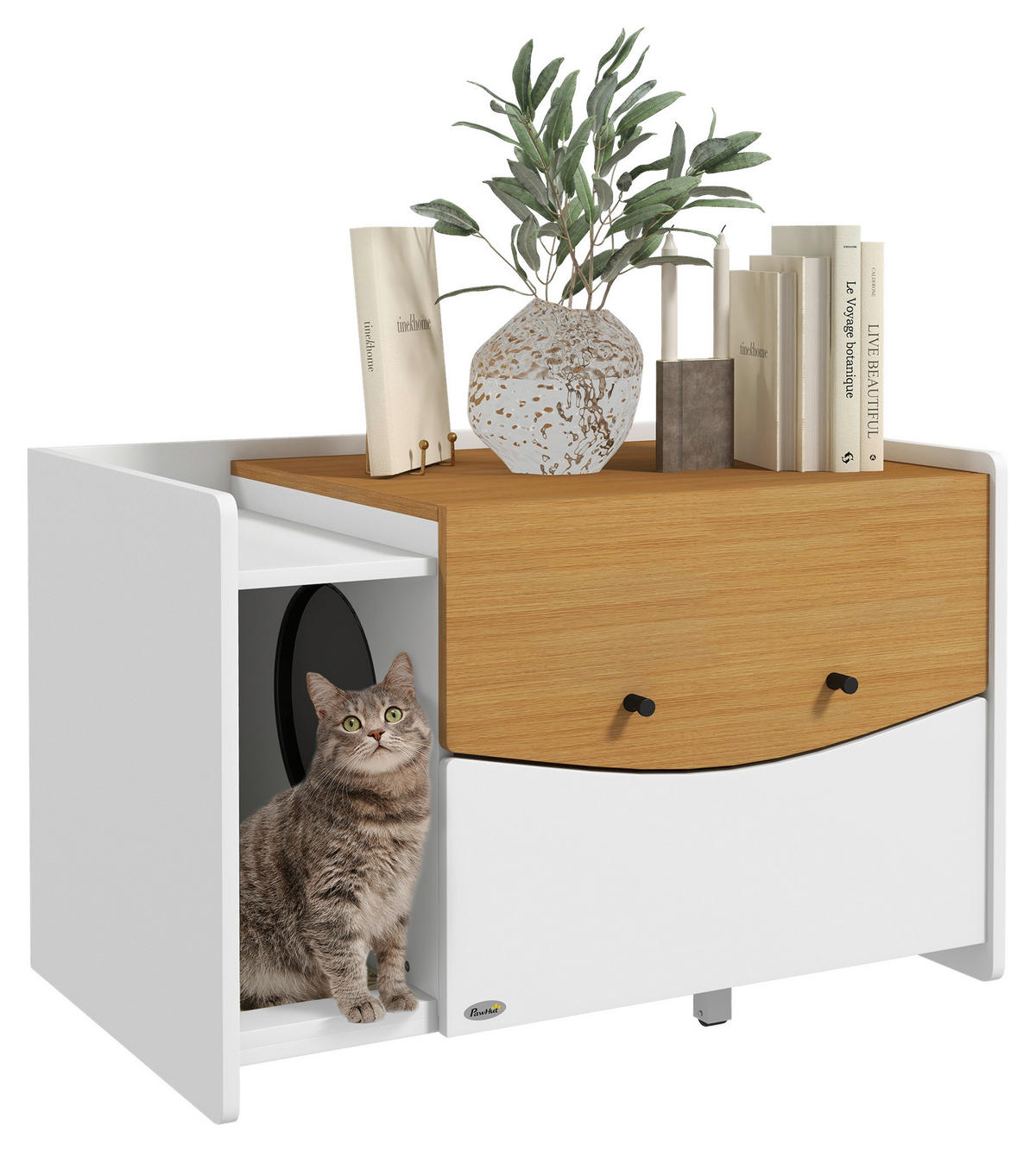 PawHut Schrank-Katzentoilette Eiche Spanplatte B/H/L: ca. 50x51x78 cm Schrank-Katzentoilette - Eiche (78,00/50,00/51,00cm) - PawHut