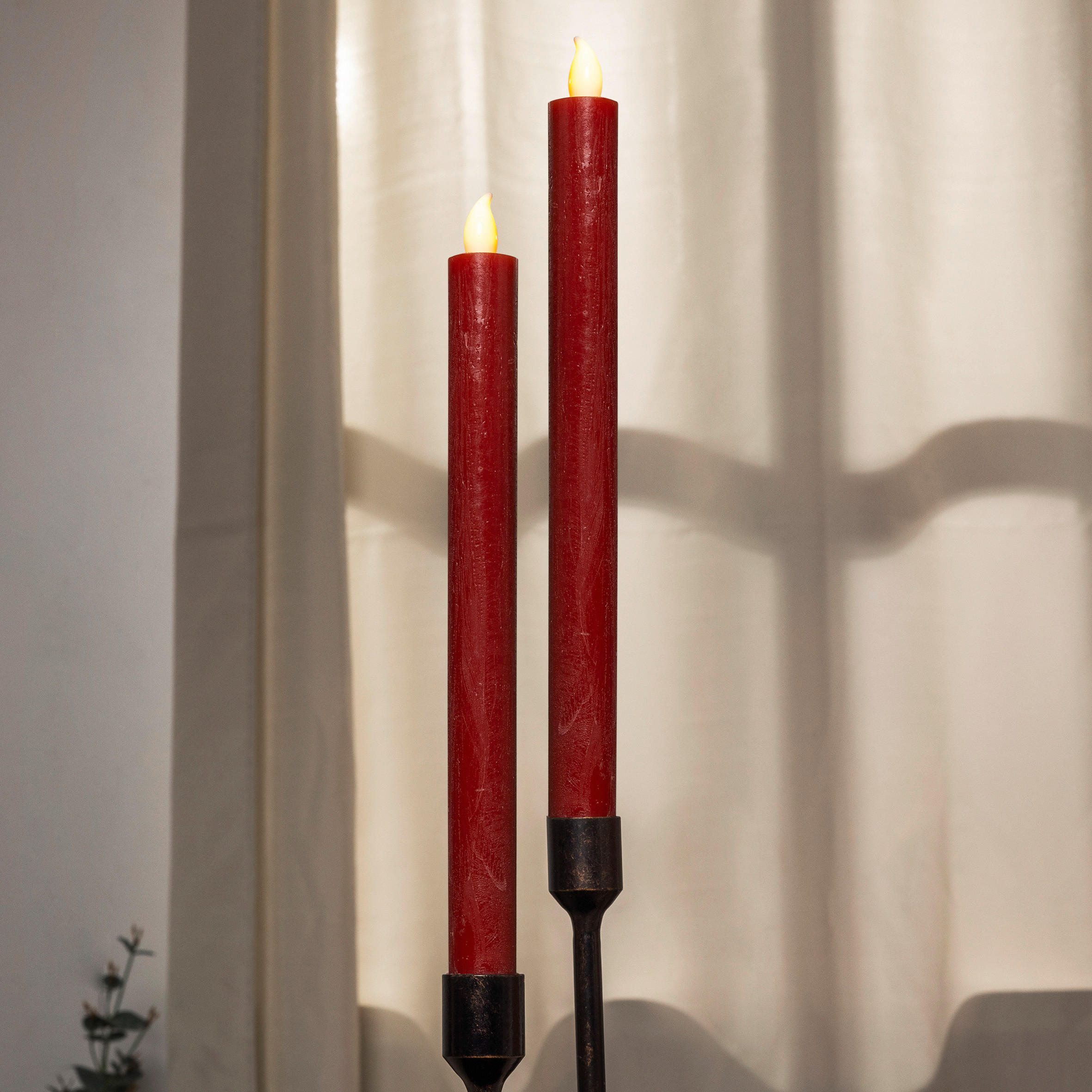 HI LED-Kerze elfenbein Stabkerzen_mit_LED-Flamme_2erSet - elfenbein - HI