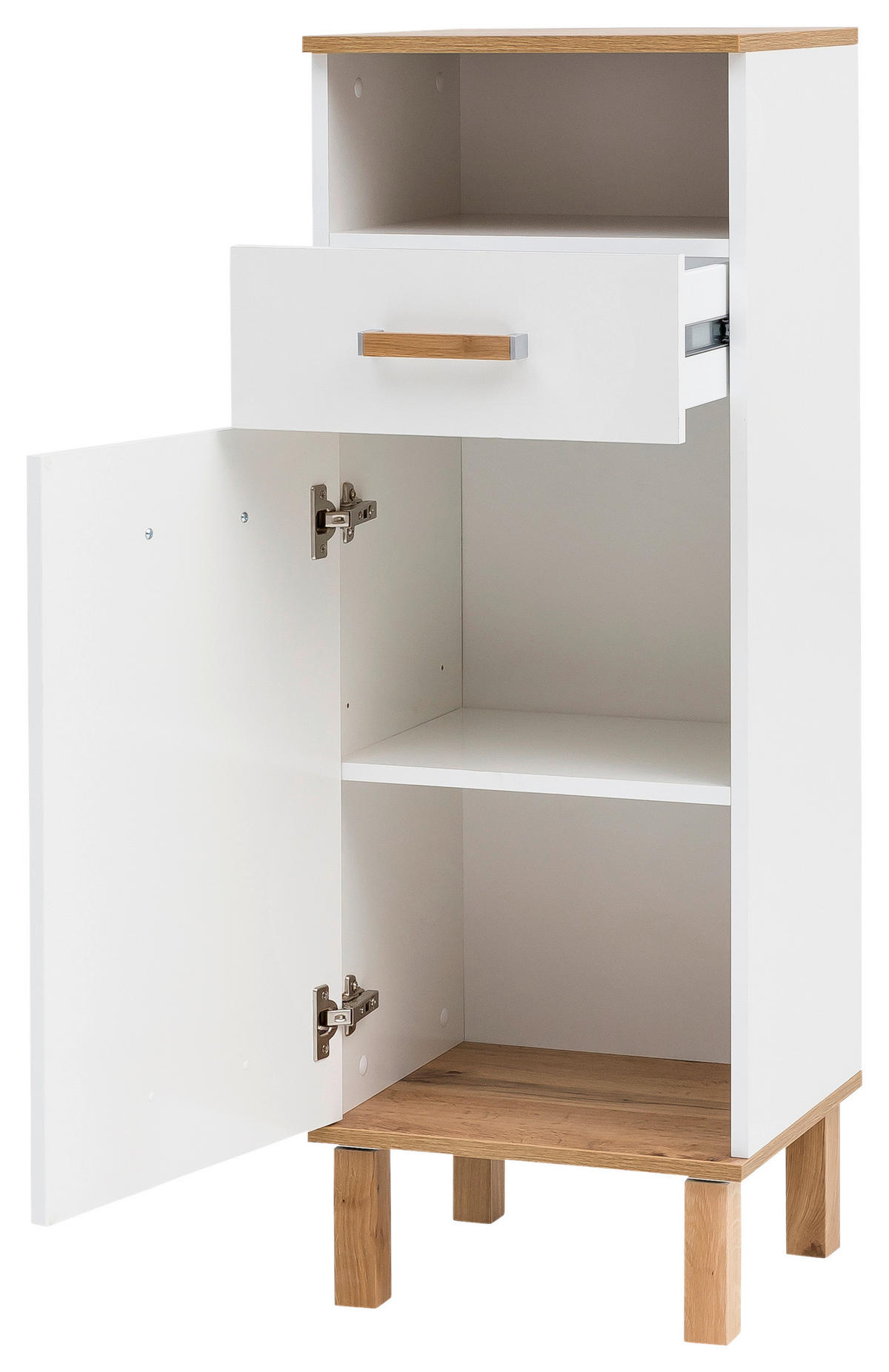 Midischrank Padua weiß glanz Eiche Landhaus Nachbildung B/H/T: ca. 40,4x114,5x35 cm Padua - Eiche/weiß (40,40/114,50/35,00cm) - Möbelpartner