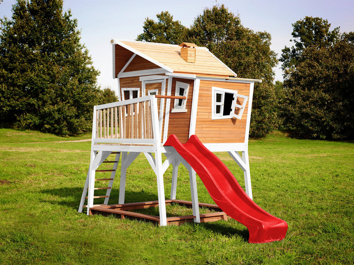 AXI Spielhaus Max braun B/H/L: ca. 432x288x193 cm Max - braun/weiß (193,00/432,00/288,00cm) - AXI