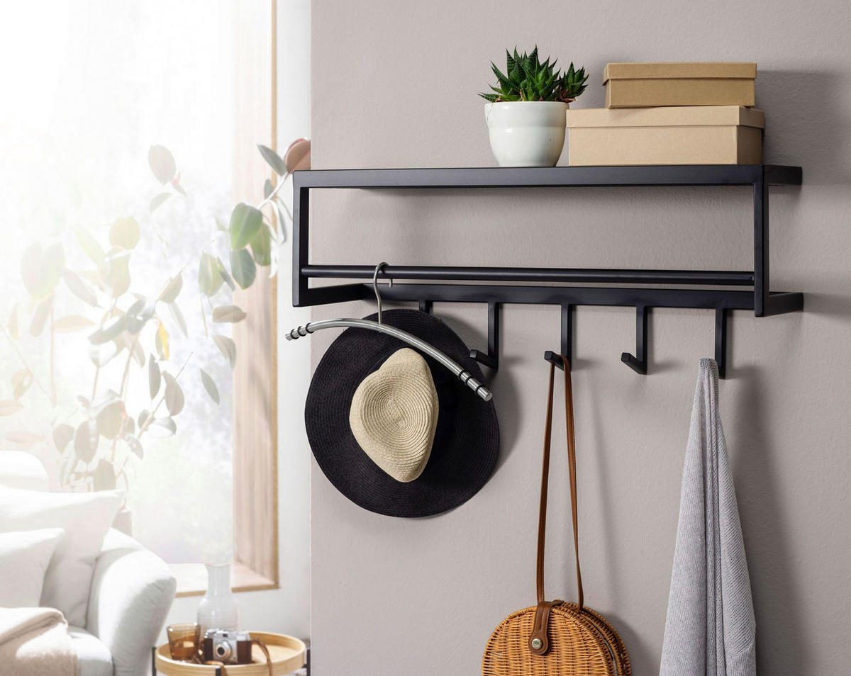Garderobe B/H/T: ca. 70x20x20 cm Garderobe - schwarz (70,00/20,00/20,00cm) - Wohnling