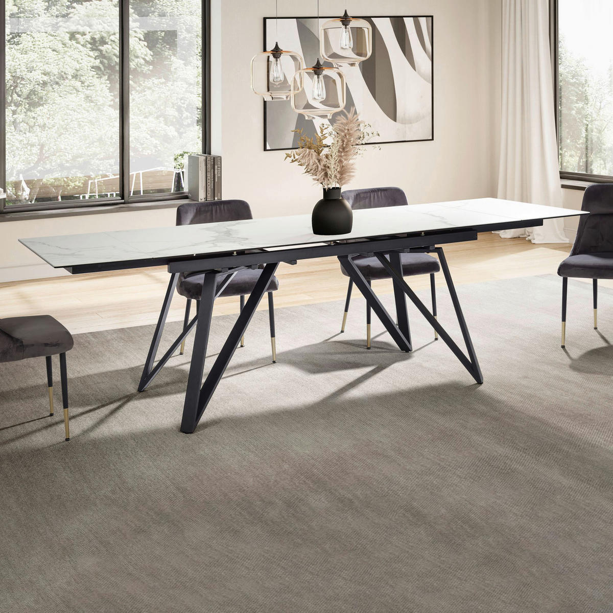 Esstisch weiß Marmor Optik B/H/T: ca. 180x76x95 cm Esszimmertisch - weiß (180,00/76,00/95,00cm) - Wohnling