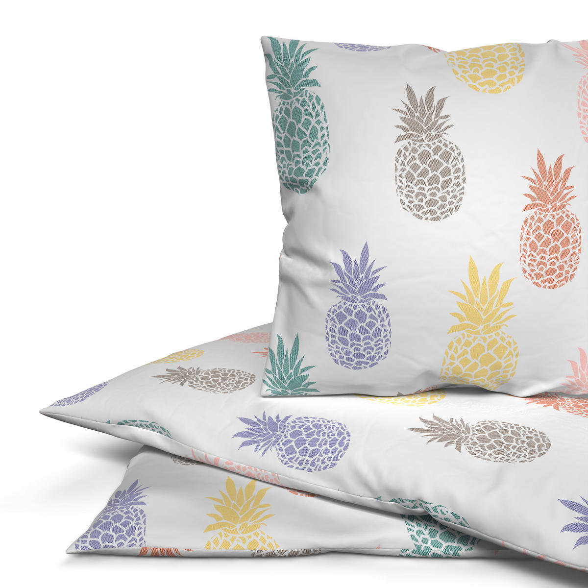Baumwoll Bettwäsche Cotton touch Bettwäsche_Cotton-Touch Ananas - multicolor (135,00/200,00cm) - Sensation