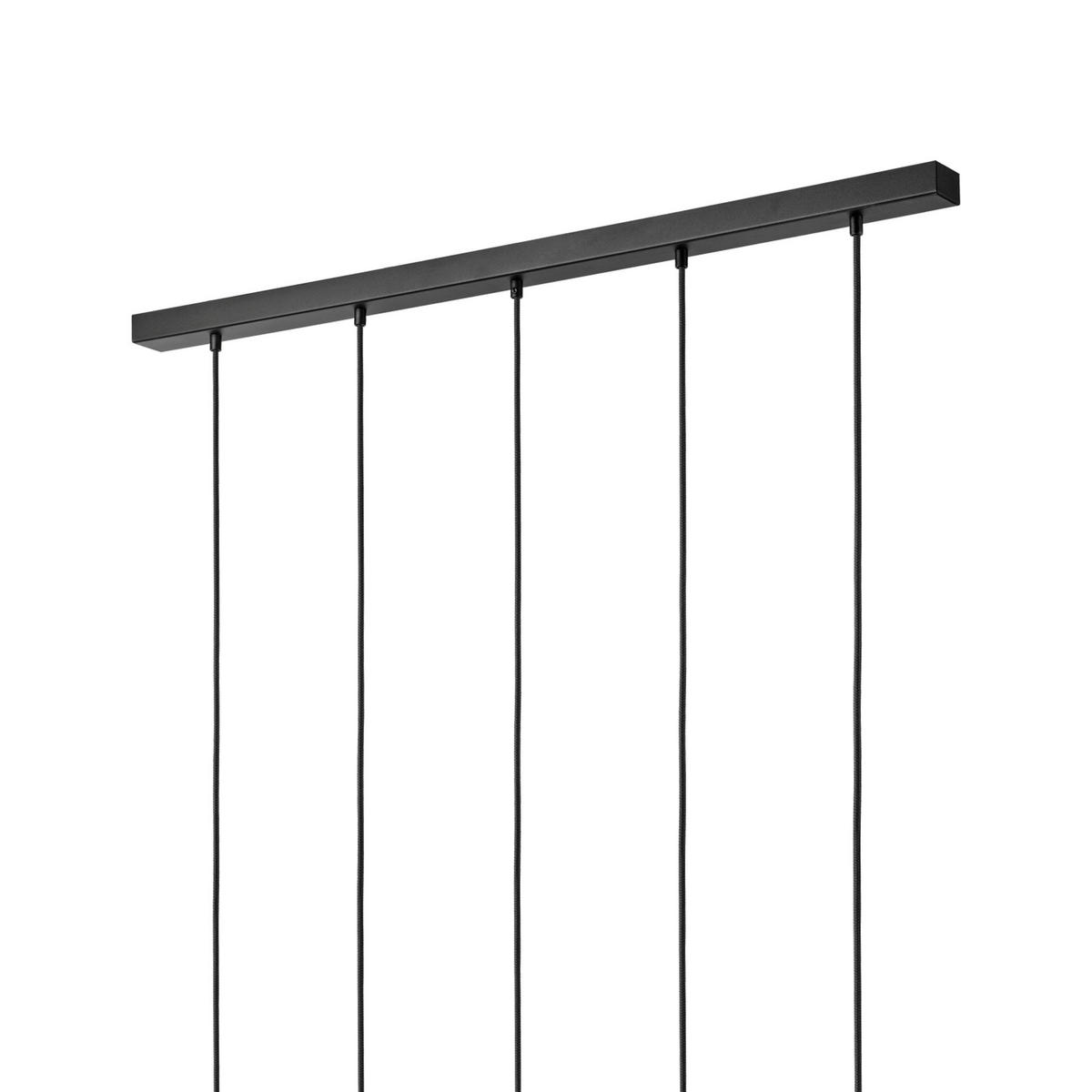 Lamkur Hängeleuchte schwarz Stahl Holz Glas B/H/L: ca. 105x20x20 cm E27 5 Brennstellen Marcus - schwarz (20,00/105,00/20,00cm) - Lamkur