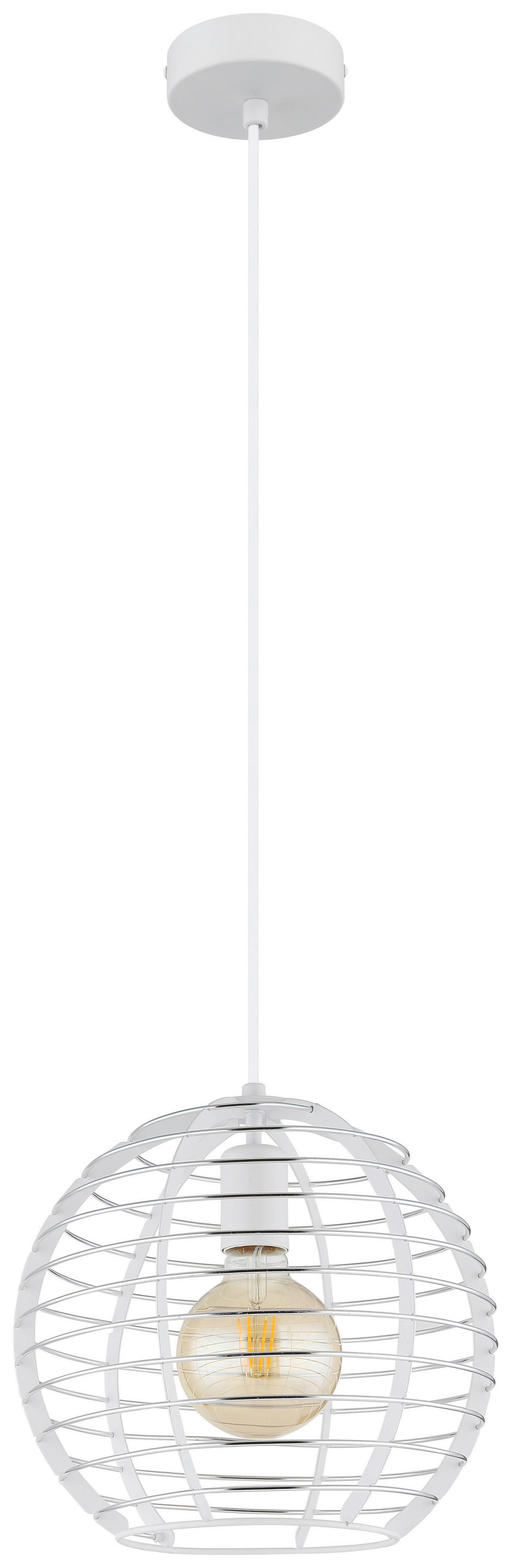 GLOBO Hängeleuchte Chrom weiß Metall Aluminium B/H/L: ca. 34x33x34 cm E27 1 Brennstellen Hängeleuchte-Nesa - weiß/Chrom (34,00/34,00/33,00cm) - GLOBO