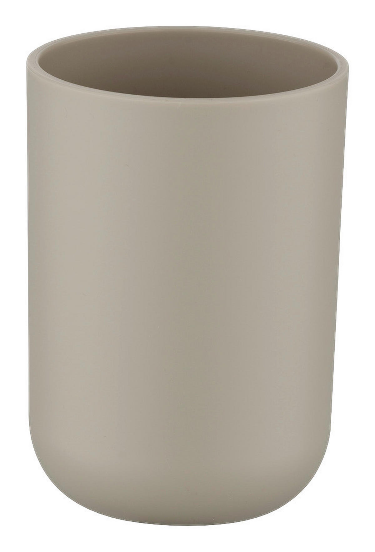 Zahnputzbecher taupe silber Kunststoff B/H/L/D: ca. 7,3x10x7,3x7 cm Zahnputzbecher_Brasil taupe - taupe/silber (7,30/7,30/10,00cm) - WENKO