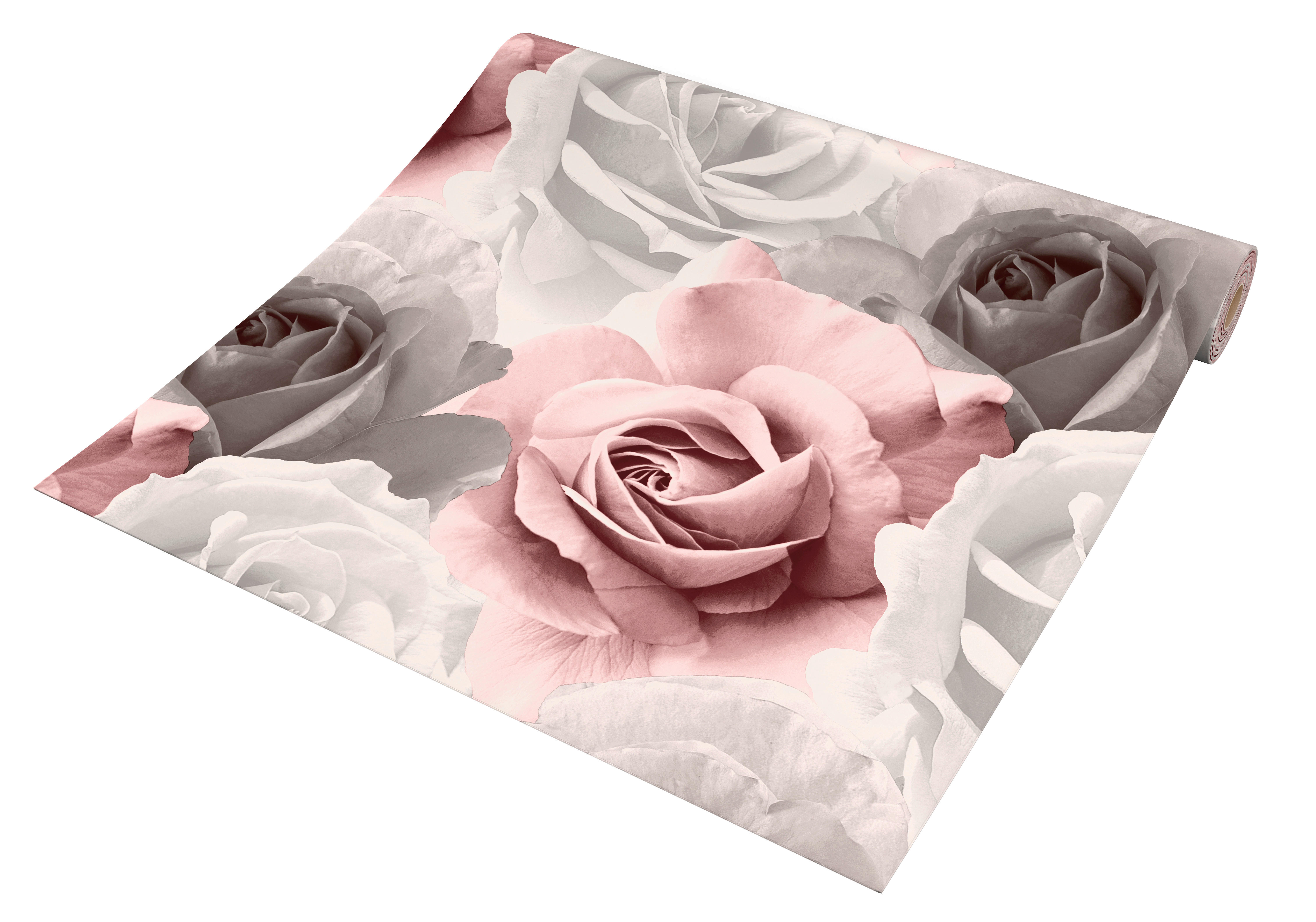 UGEPA Papiertapete Rosen rosa grau B/L: ca. 53x1005 cm günstig online kaufen