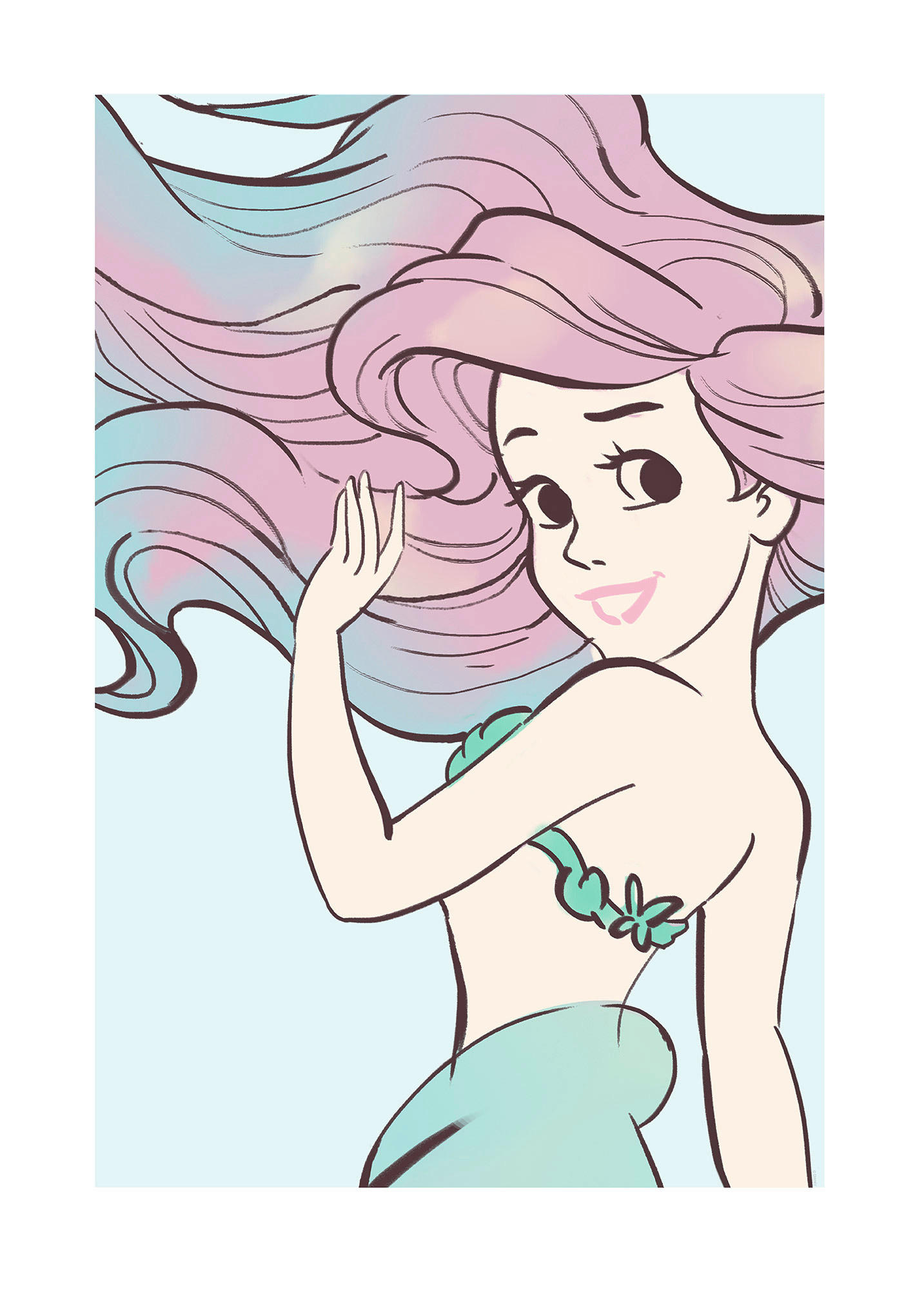 Komar Poster Ariel Aquarell Disney B/L: ca. 50x70 cm Ariel Aquarell - (50,00/70,00cm) - Komar
