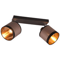 Reality Spotbalken R81552041 Davos taupe schwarz Metall Stoff B/H/T/D: ca. 38x21x16x12 cm E14 2 Brennstellen Davos - schwarz/taupe (38,00/21,00/16,00cm) - Reality