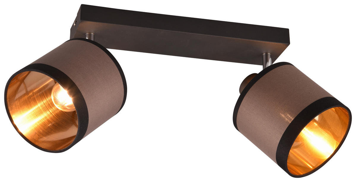 Reality Spotbalken R81552041 Davos taupe schwarz Metall Stoff B/H/T/D: ca. 38x21x16x12 cm E14 2 Brennstellen Davos - schwarz/taupe (38,00/21,00/16,00cm) - Reality