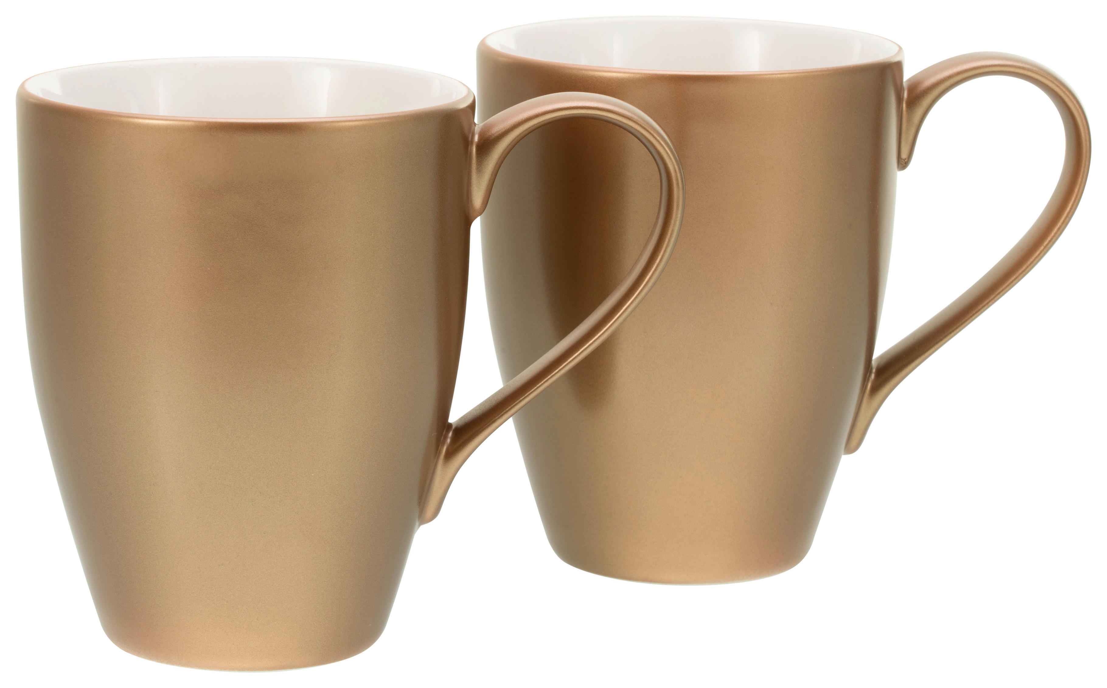 CreaTable Kaffeebecherset Golden Days gold Steinzeug 2 tlg. Golden Days - gold/weiß - CreaTable