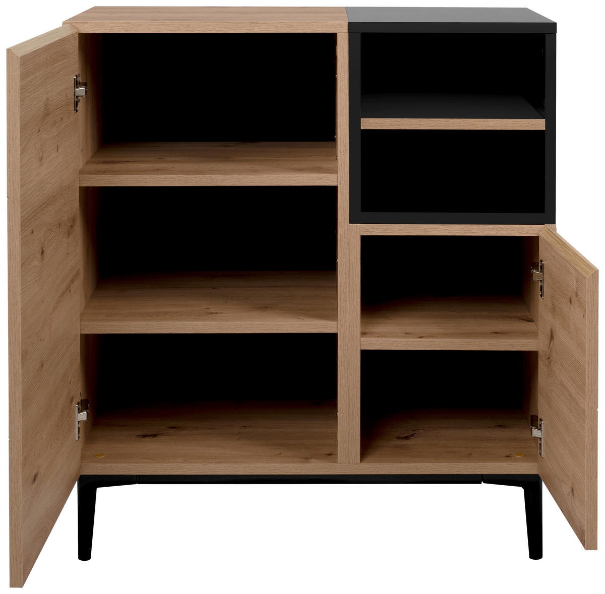 Kommode Nola Eiche Artisan Nachbildung schwarz B/H/T: ca. 80x90x42 cm Nola - Eiche/schwarz (80,00/90,00/42,00cm)