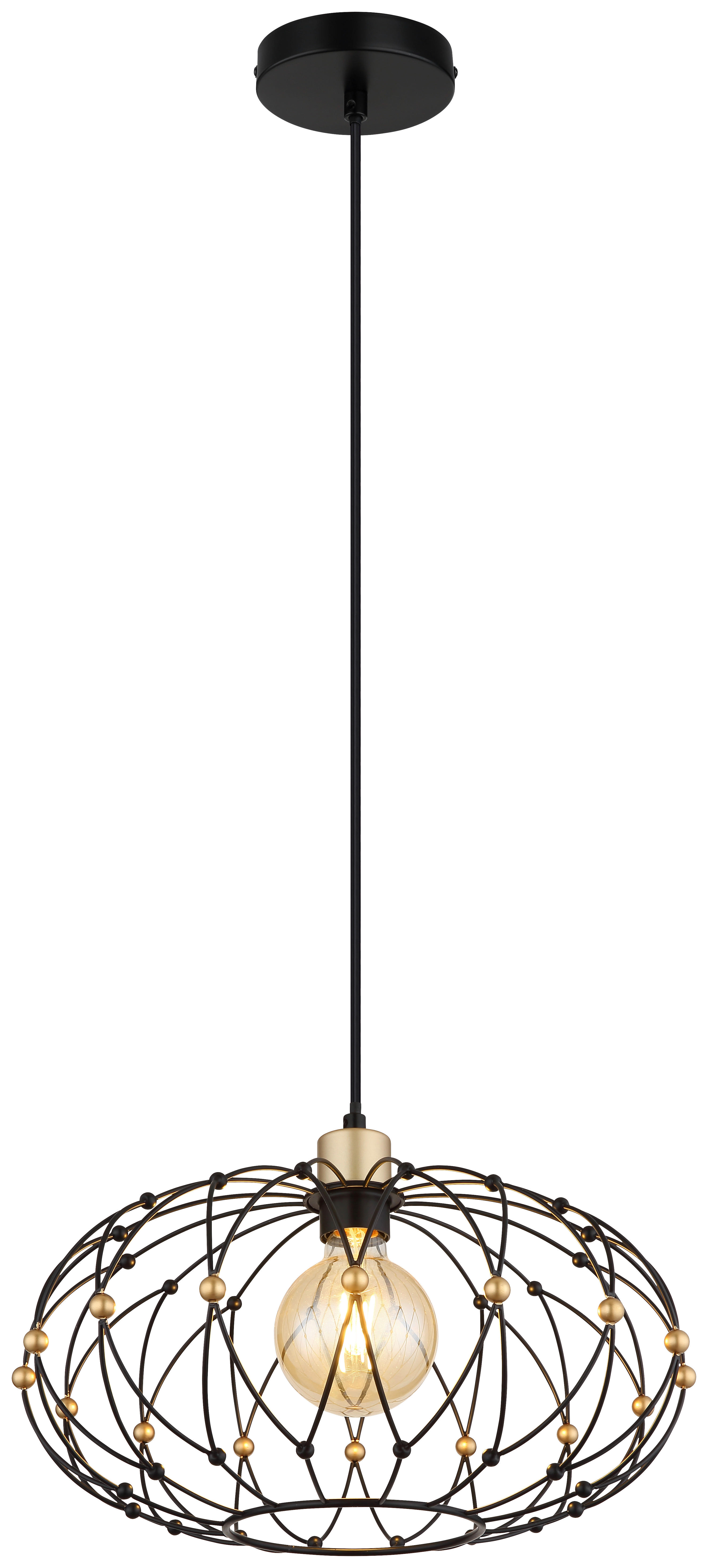 GLOBO Pendelleuchte mattschwarz Metall H/D: ca. 150x40 cm E27 1 Brennstellen GREYS - mattschwarz (40,00/150,00cm) - GLOBO