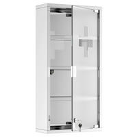 HOMCOM Medizinschrank silber Glas B/H/L: ca. 12x30x60 cm Medizinschrank - silber (60,00/12,00/30,00cm) - HOMCOM