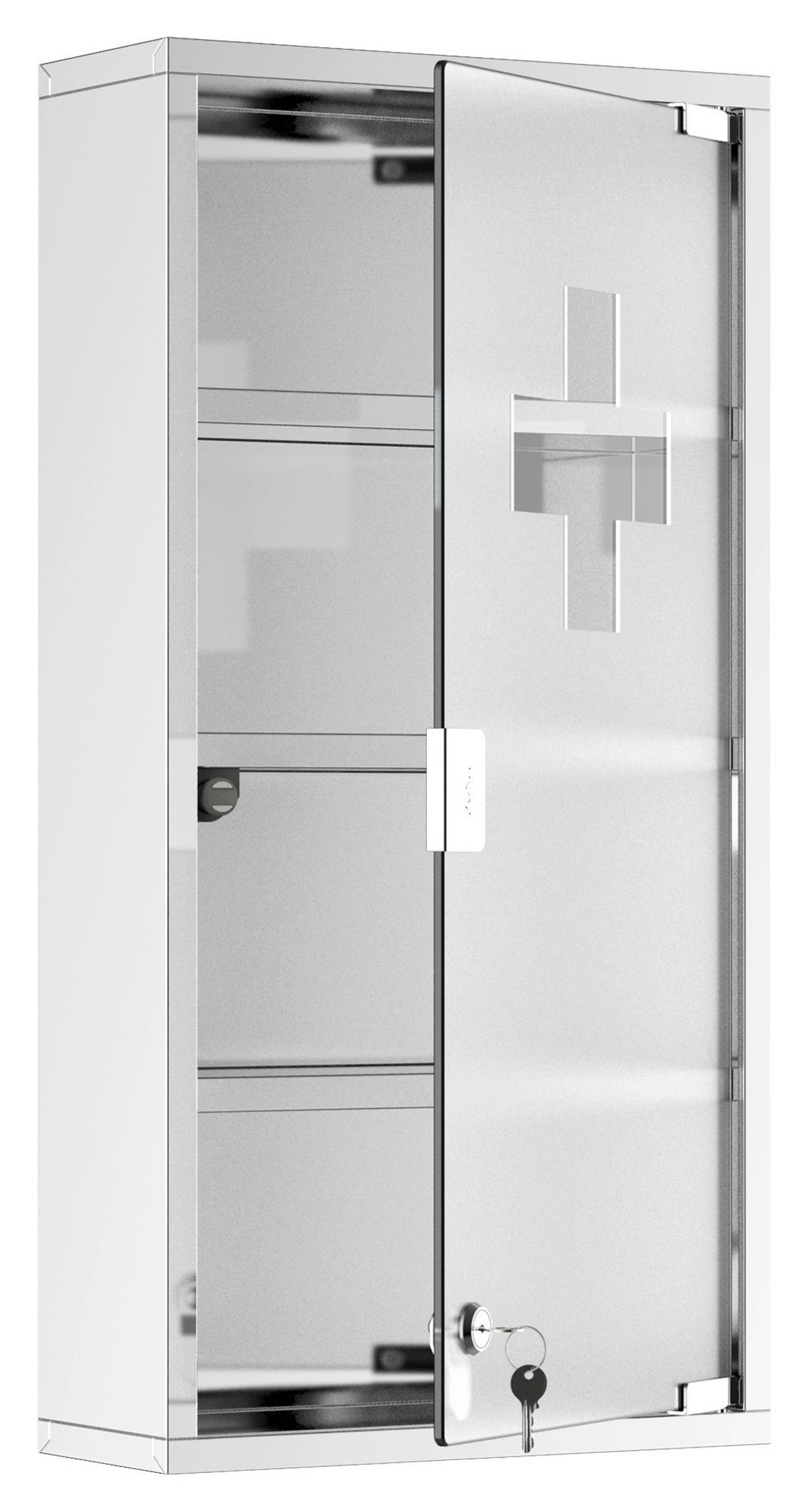 HOMCOM Medizinschrank silber Glas B/H/L: ca. 12x30x60 cm Medizinschrank - silber (60,00/12,00/30,00cm) - HOMCOM