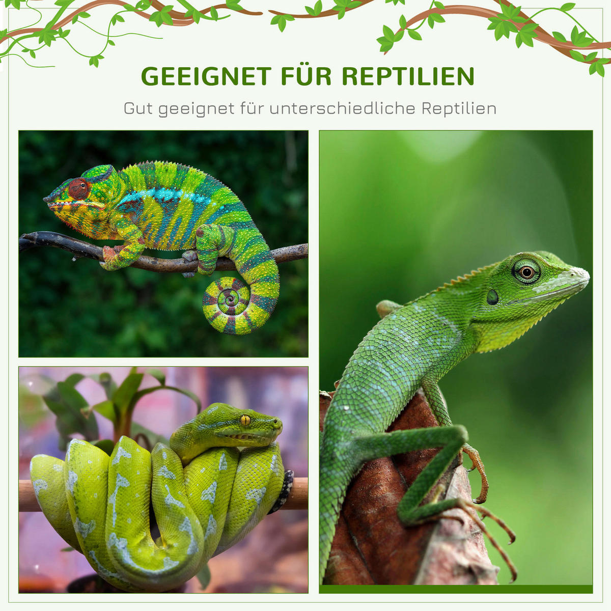PawHut Terrarium silber Polyester B/H/L: ca. 40x120x40 cm Terrarium_für_Reptilien - weiß/schwarz (40,00/40,00/120,00cm) - PawHut