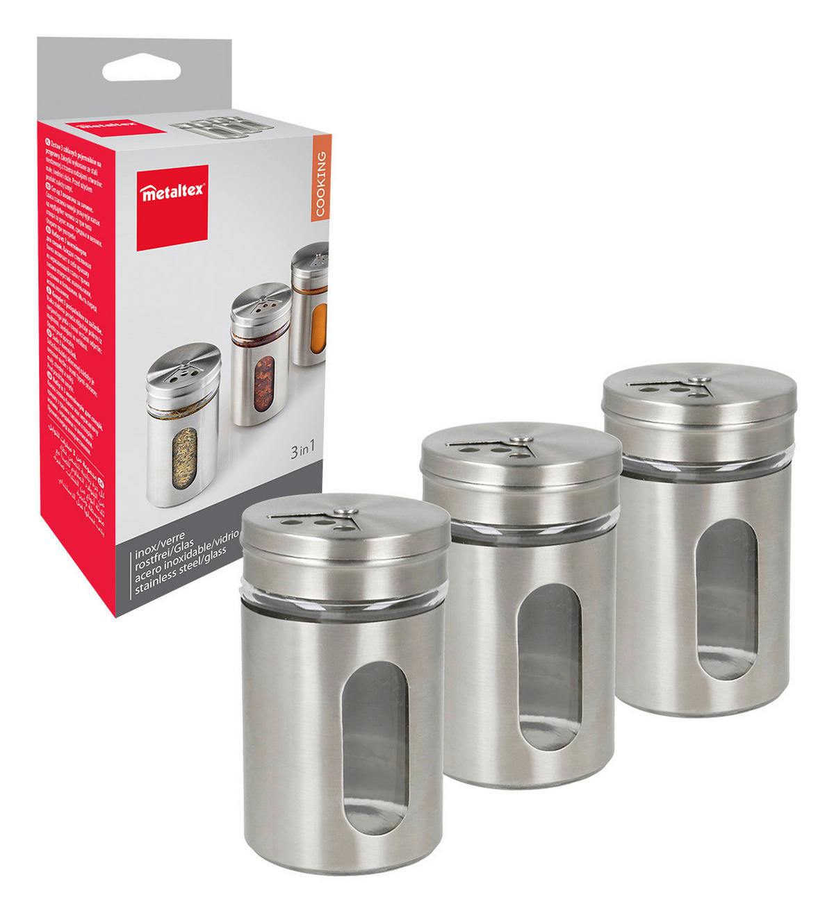Metaltex Gewürzstreuerset Inox silber Edelstahl H/D: ca. 8x5 cm Inox - klar/silber (5,00/8,00cm) - Metaltex