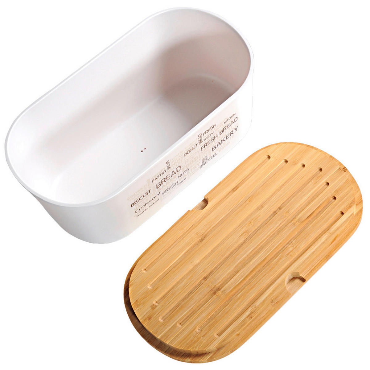 Kesper Brotbox weiß Bambus B/H/L: ca. 20x4,5x34 cm Brotbox - weiß/natur (34,00/20,00/4,50cm) - Kesper