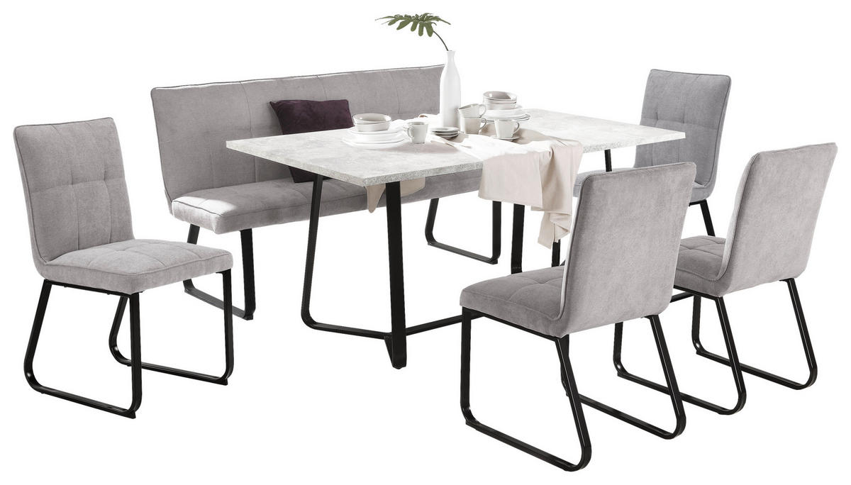 Stuhl TALEA  2er-Set hellgrau schwarz Webstoff Metall B/H/T: ca. 46x86x55 cm TALEA  2er-Set - hellgrau/schwarz (46,00/86,00/55,00cm) - byLIVING