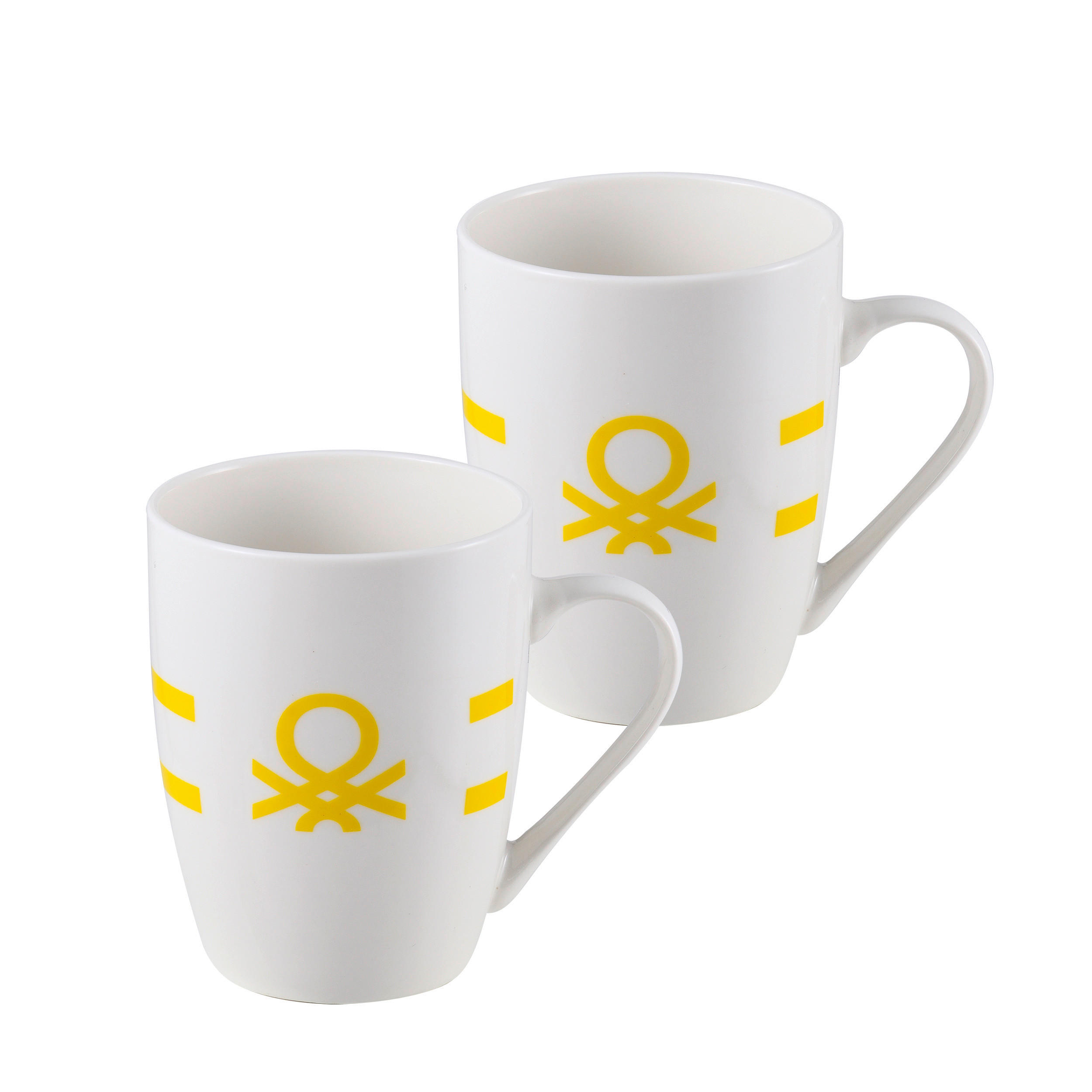 BENETTON Kaffeebecherset Rainbow weiß Keramik Rainbow - weiß/gelb - BENETTON